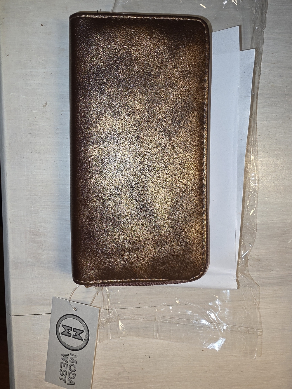 Metallic Brown Zip Wallet